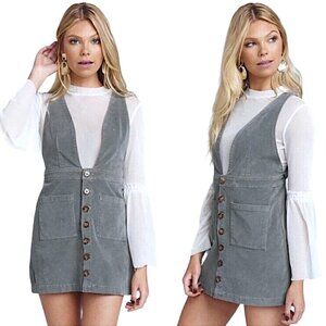 SHOW ME YOUR MUMU Connelly Overall Dress Gray Corduroy Jumper